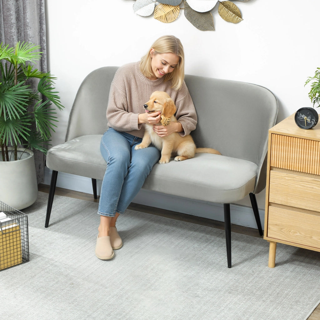 Divano 2 posti ¨C Minimal ¨C tessuto grigio, metallo e legno