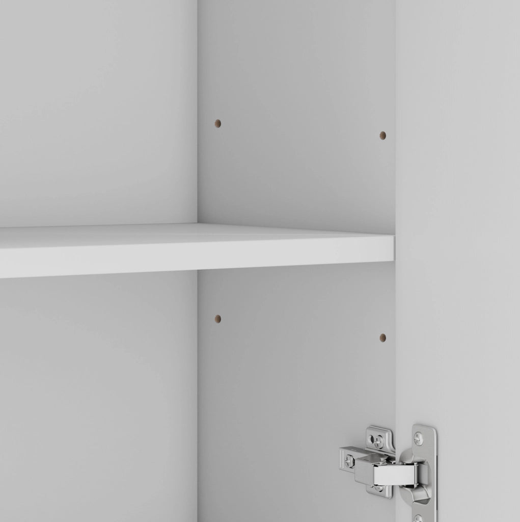 Colonna da bagno 38x26x172,5 cm con 3 cassetti e ripiani regolabili in MDF bianco