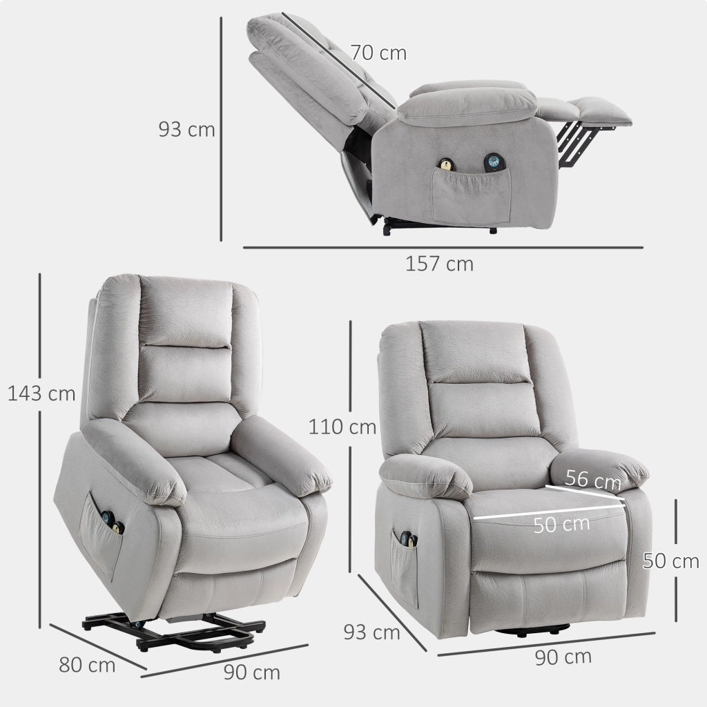 Poltrona Massaggiante Elettrica Reclinabile ¨C Minimal ¨C Grigio Chiaro 90x93x110cm
