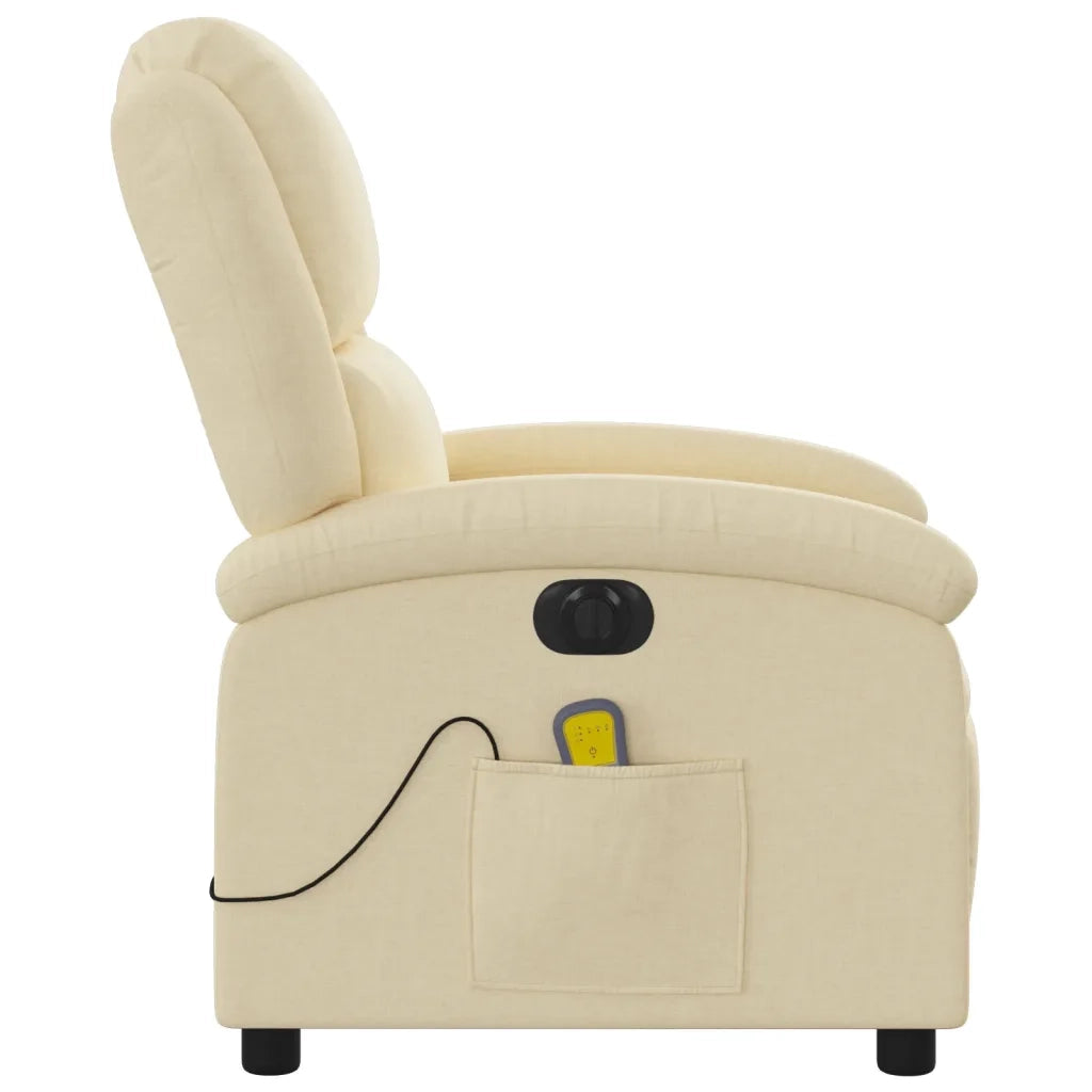 Divano Sedia-Poltrona Reclinabile Massaggiante Elettrica Crema in Tessuto 877221