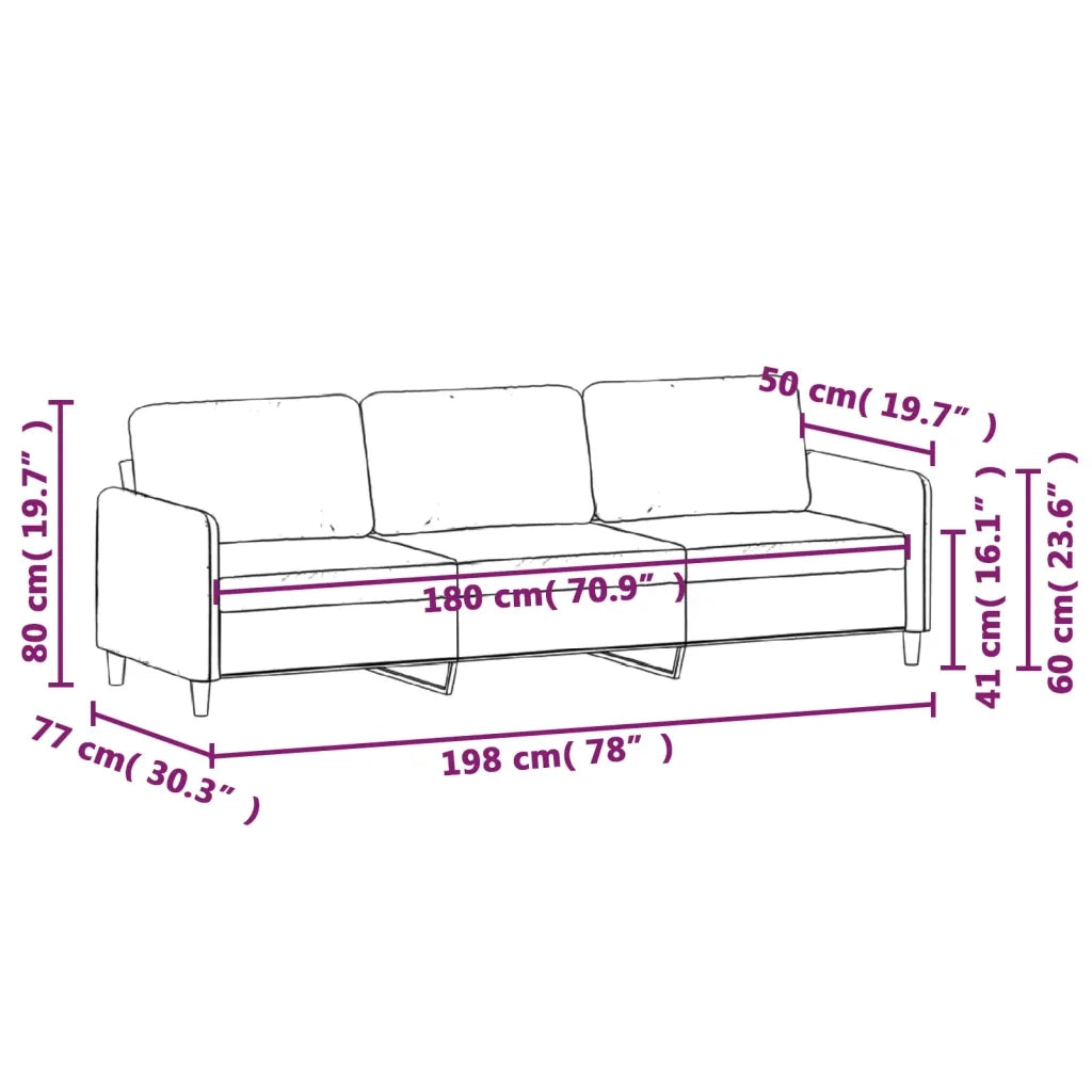 Divano a 3 Posti-Sofa 3 Posti Marrone 180 cm in Tessuto 285598