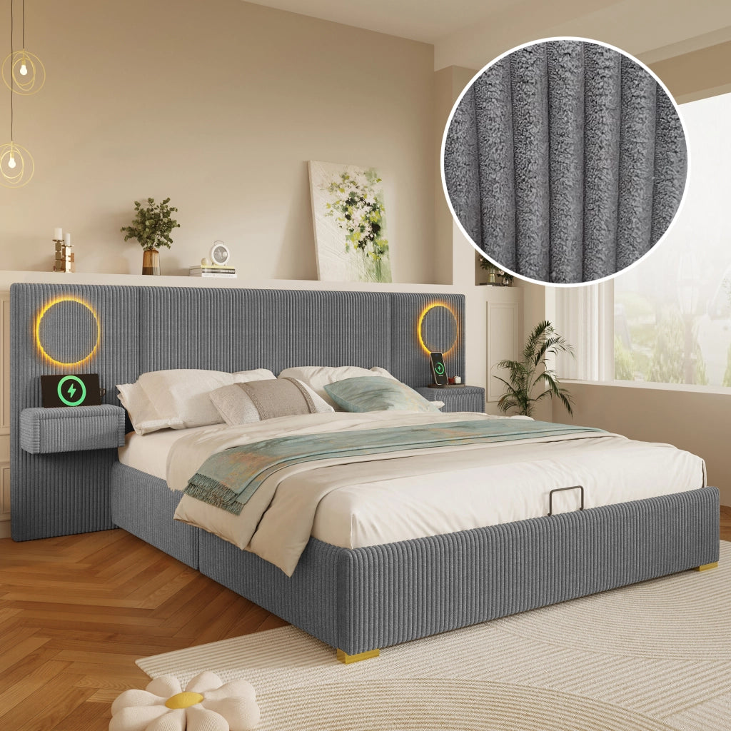 letto imbottito velluto grigio 180 x 200 cm