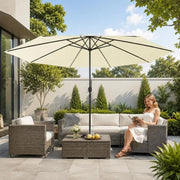 Parasol With LED Lighting 400 Cm Sand White