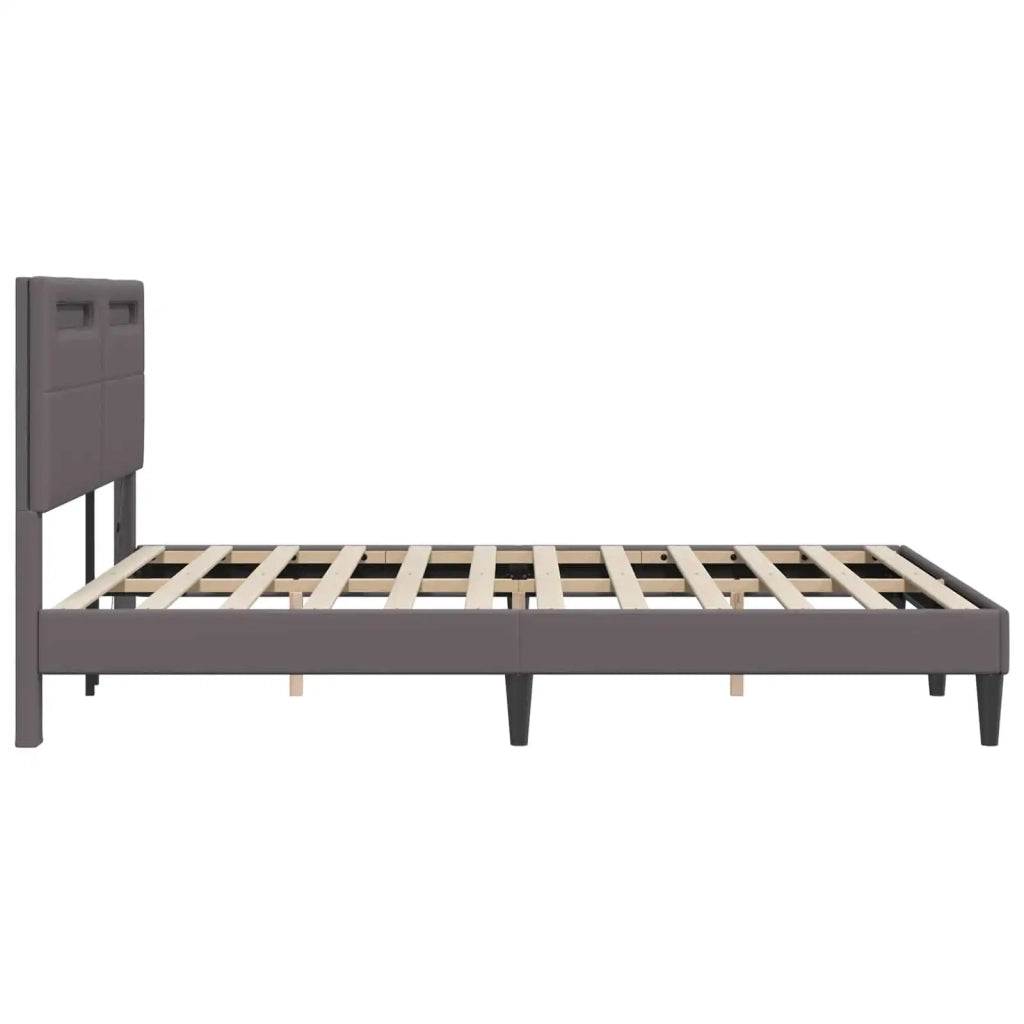 Struttura del letto con testiera Grigio 140 x 200 cm Similpelle 42028024