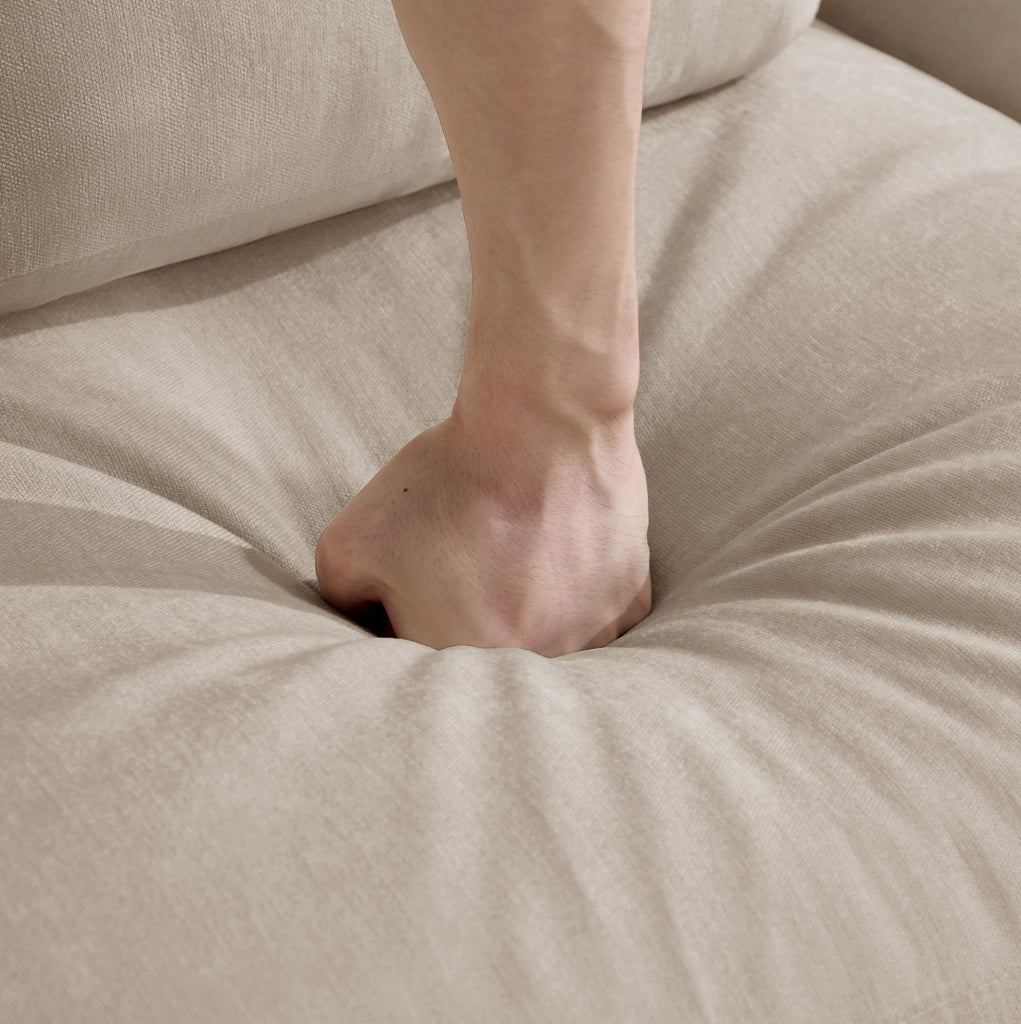Divano modulare in tessuto chenille 176x88x88 cm con cuscini mobili, caff¨¨ chiaro
