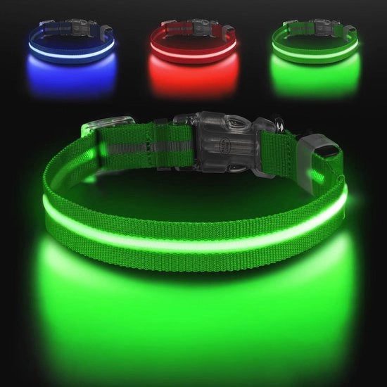 Collare di illuminazione per cani ricaricabile - Flessibile e impermeabile con 3 impostazioni di illuminazione