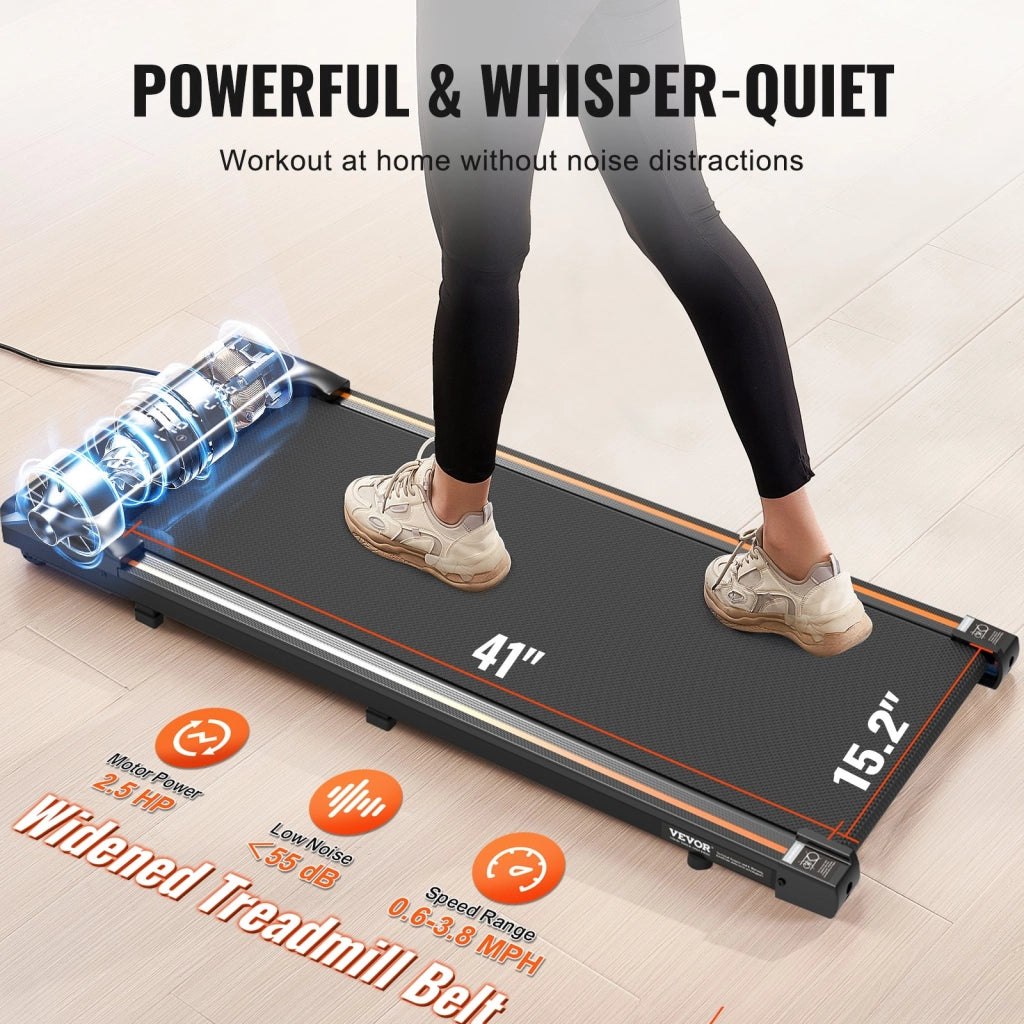 Tapis Roulant da Passeggio S7 Sottoscrivania 1-6 km/h Nero Opaco, Macchina per Camminare con Telecomando e Schermo LED per Casa e Ufficio