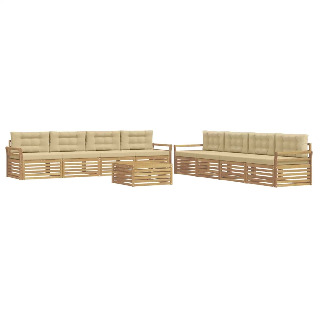 Set di divani da esterno 9 pz Bianco e Beige 3390248