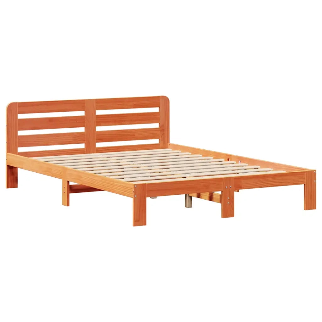 Letto senza Materasso Marrone Cera 140x190 cm in Legno di Pino 3309901
