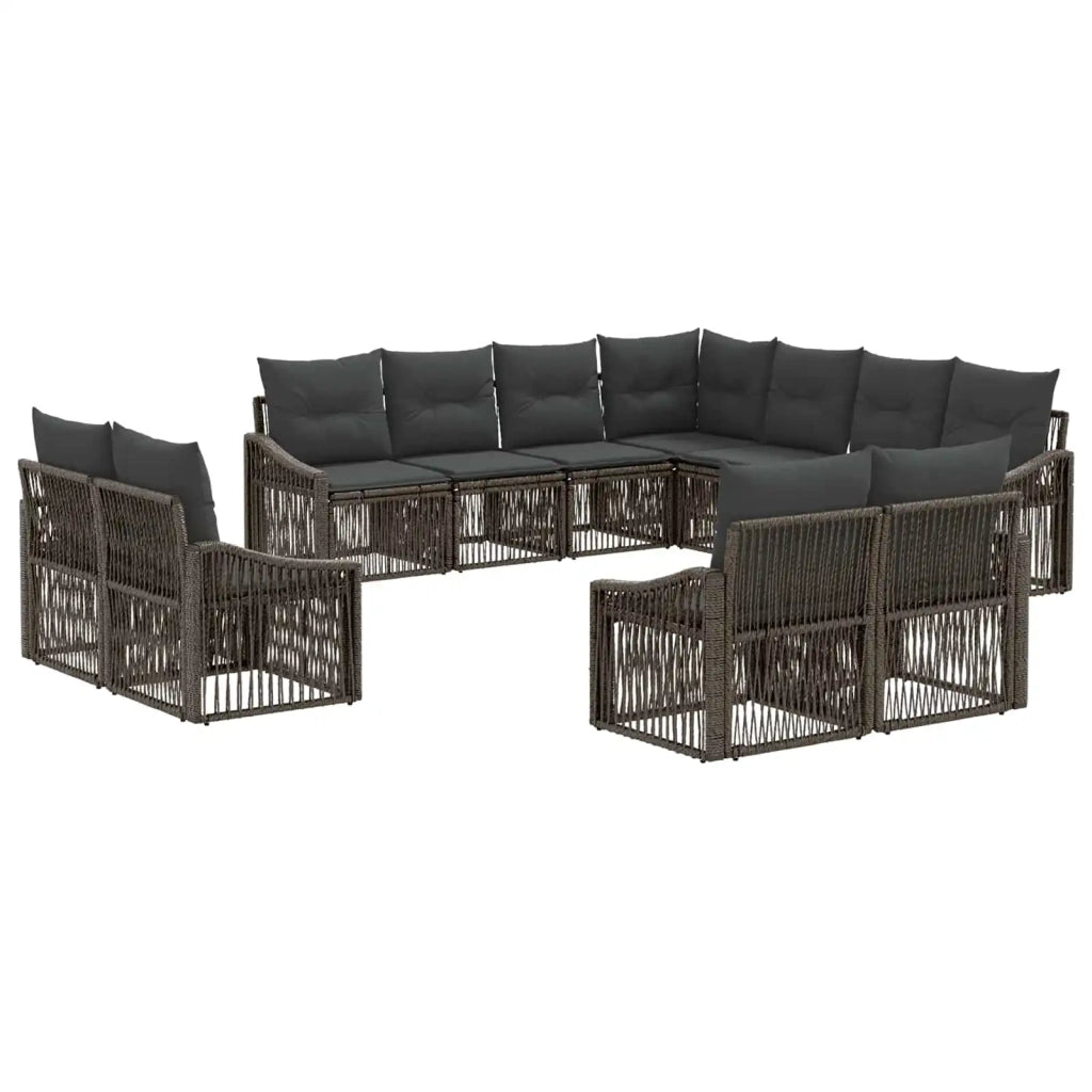 Set Divano da Giardino 11 pz Grigio polyrattan 3436175