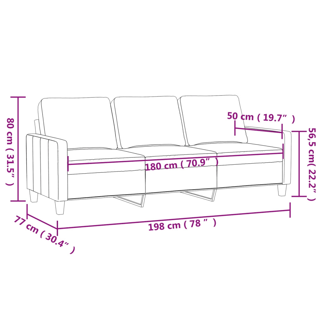 Divano a 3 Posti rosa 180 cm in Velluto 359212