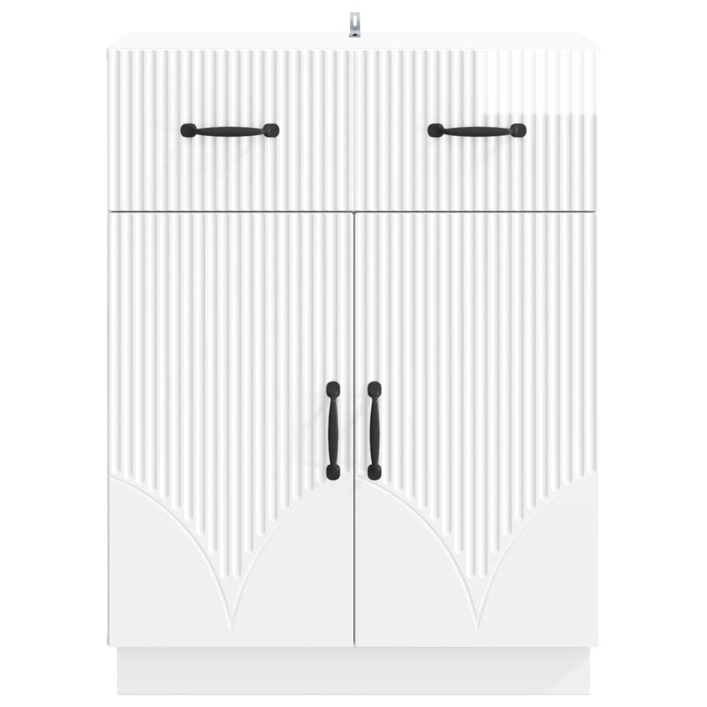 Credenza | Madia | Buffet da pranzo | Armadio da pranzo Bianco Lucido 66 x 34,5 x 87 cm Legno ingegnerizzato