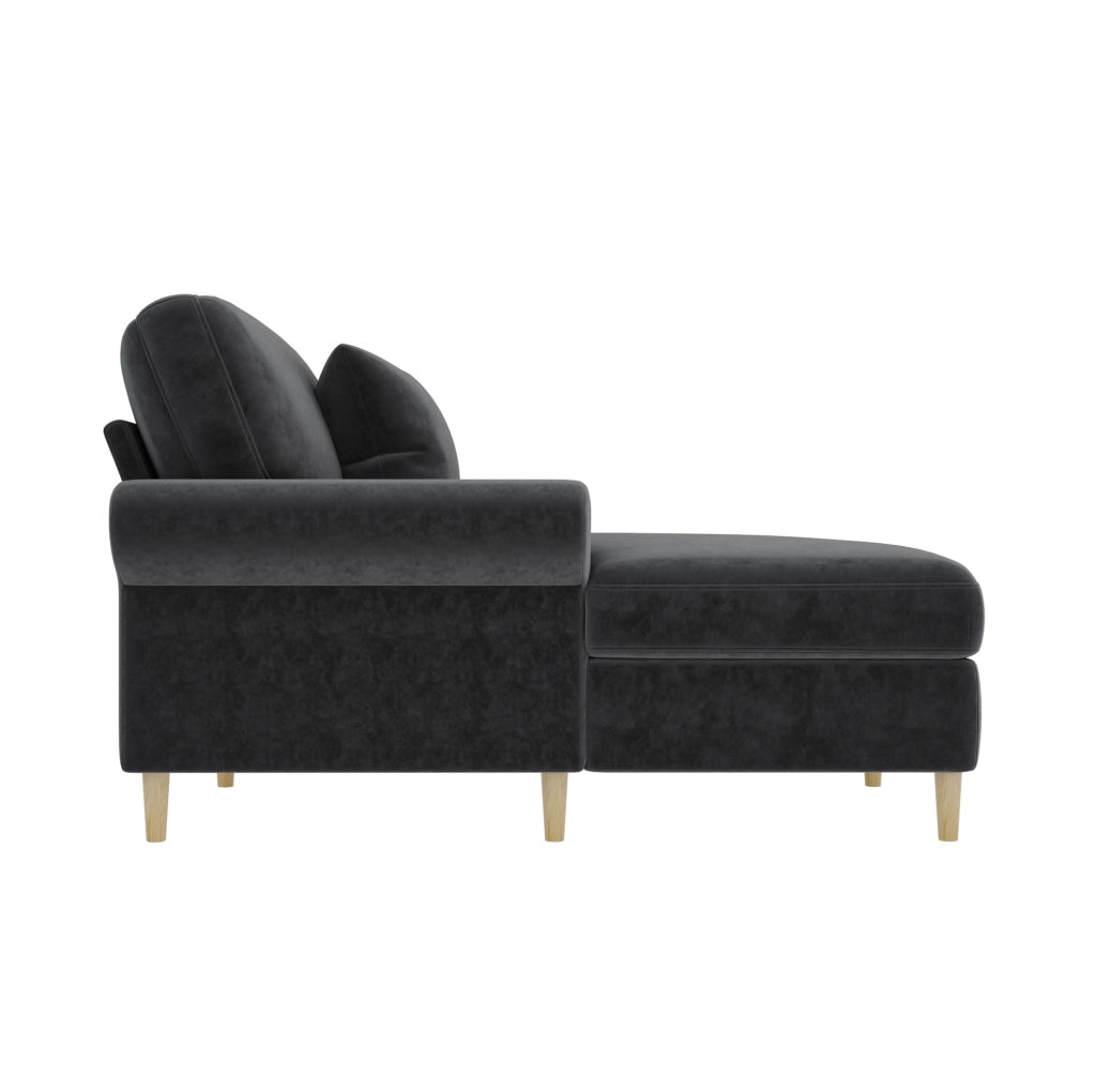 Poltrona relax 133x90x87 cm grigia con cuscino, velluto, schienale alto e poggiapiedi