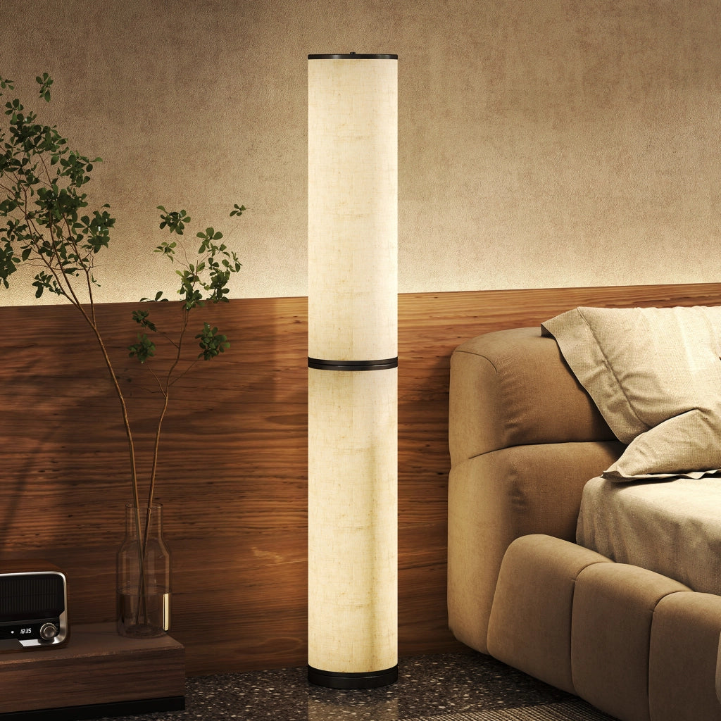 Lampada da Terra con Telecomando e Regolazione Temperatura 3000-6000K, Paralume in Tessuto, ?20x135 cm, Beige