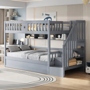 Letto a castello 90x200 cm grigio con vano idraulico e scala