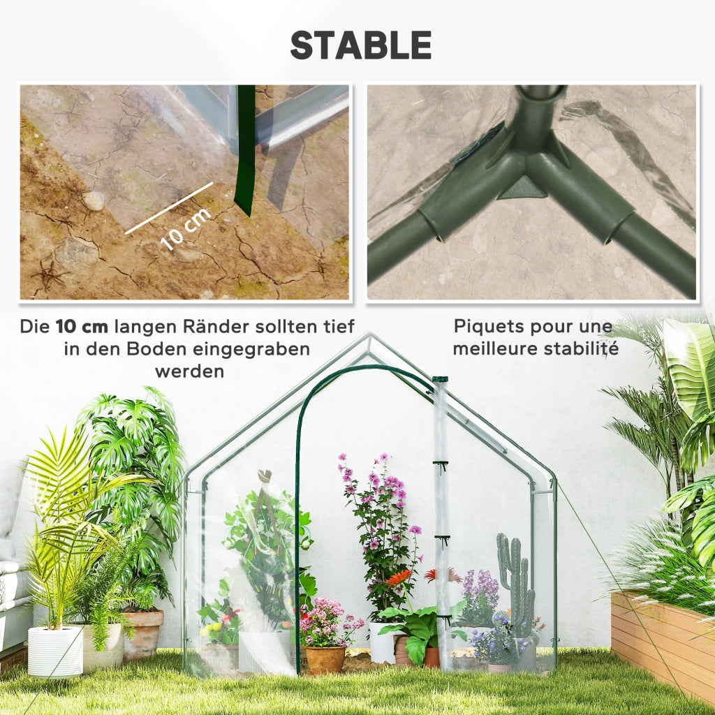 Serra da Giardino per Pomodori 1,8L x 1l x 1,68H m in Acciaio e Plastica Impermeabile Trasparente Verde con Porta a Cerniera