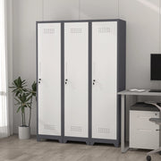 Armadio per scope in metallo con aste regolabili pannelli forati e 4 scomparti grigio 15.75 × 15.75 × 64.96 in