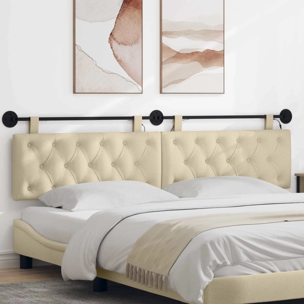 Testiera | Testata sospesa Con luce LED Crema Tessuto