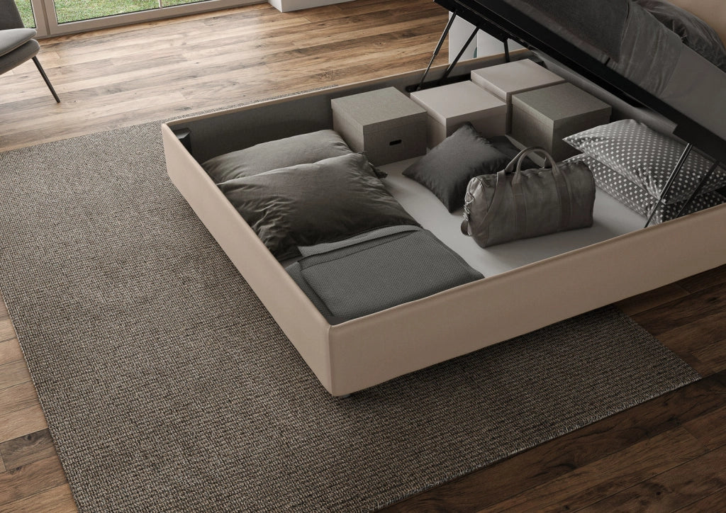 Letto Matrimoniale Francese 140x190 cm con Rete Agueda Tortora