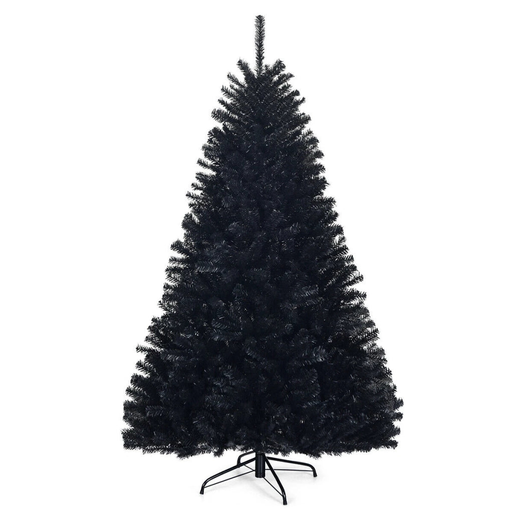 Albero di Natale artificiale nero 6 feet con 1036 rami in PVC, supporto in metallo, per casa e feste, facile da montare