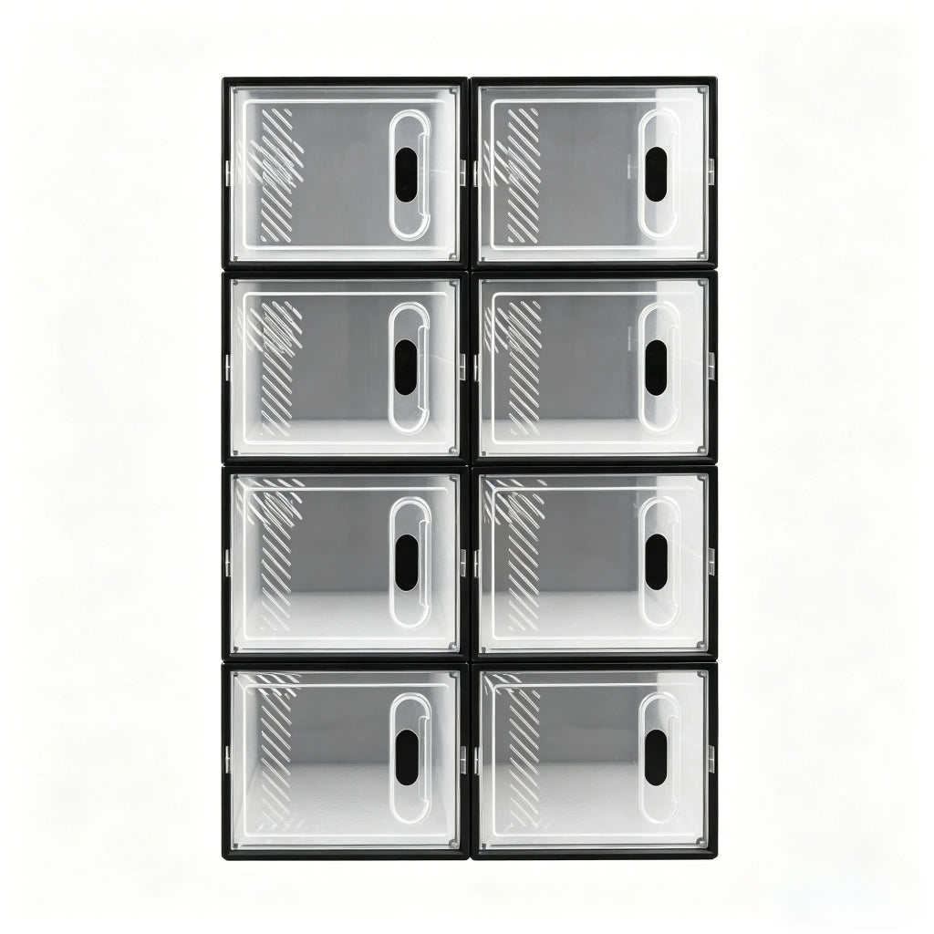Set 8 Scatole Impilabili Modulari per Scarpe, Libri, Giocattoli e Armadio