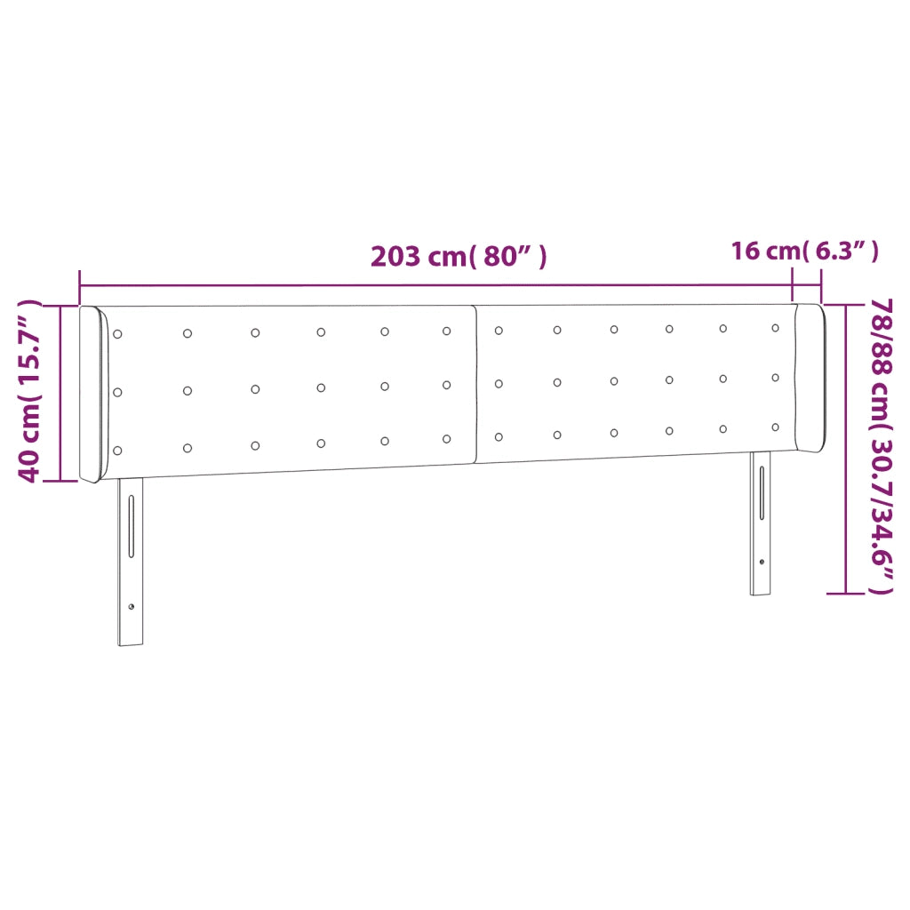 Testiera | Testata ad Orecchio Grigio Chiaro 203x16x78/88 cm in Velluto