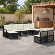 Set Divano da Giardino 9 pz Nero polyrattan 3435826