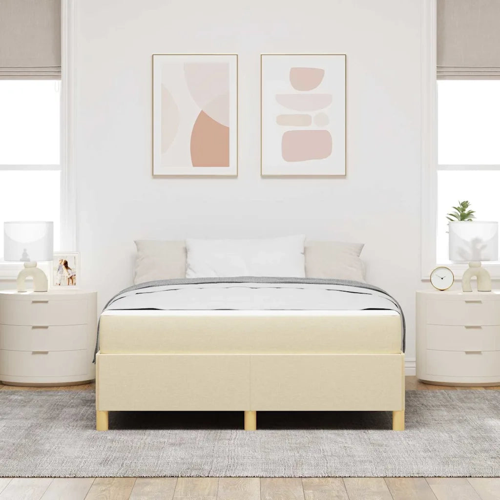 Struttura del letto con materasso Crema 140 x 190 cm Tessuto
