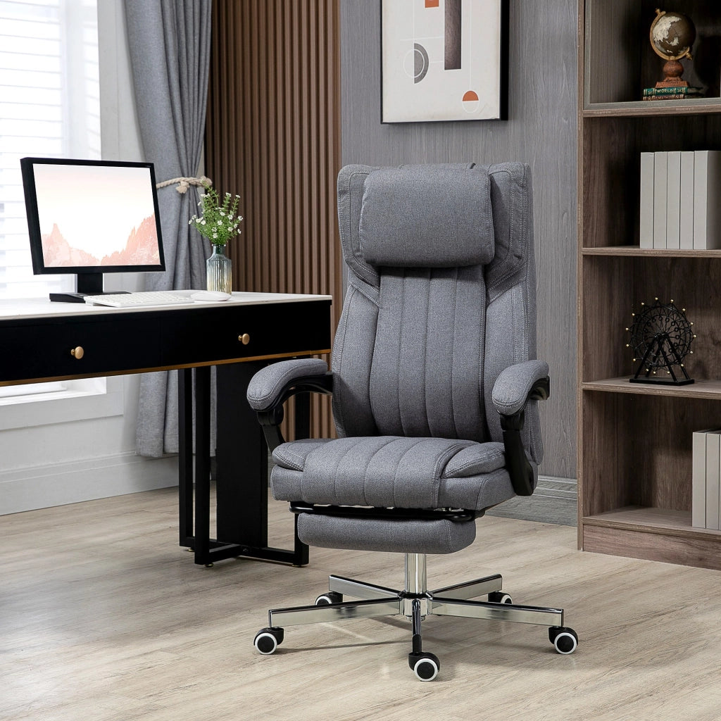Sedia da Ufficio ¨C Minimal ¨C Grigio, Leinen, 65x61x118 cm
