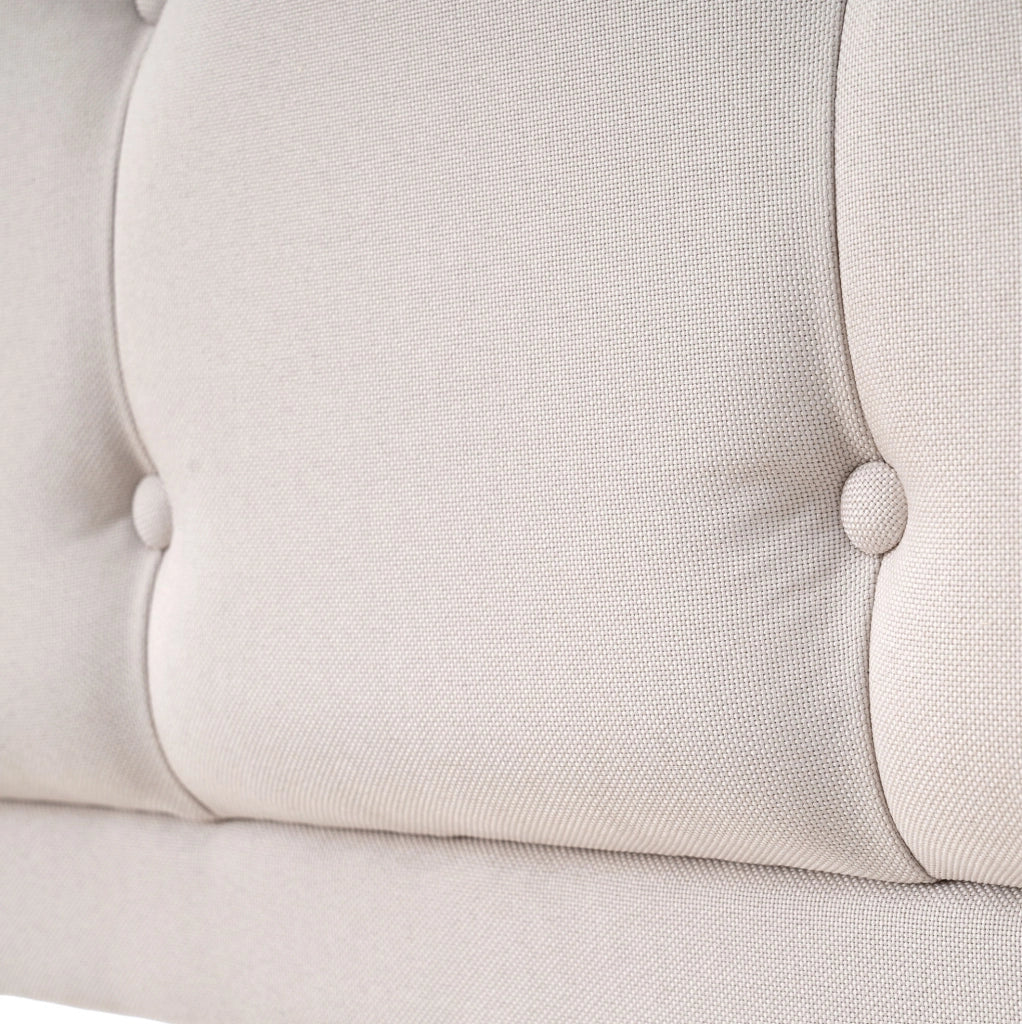 Letto imbottito 140x200 cm con contenitore, USB-C e prese, in lino beige