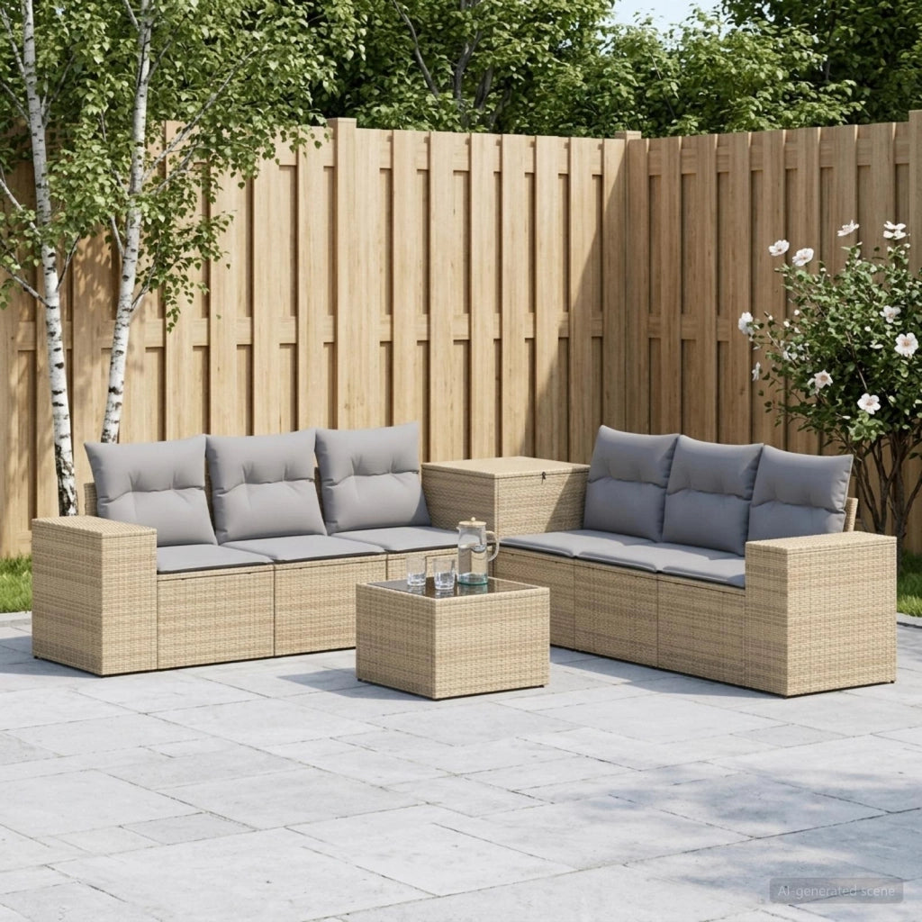Set di divani 8 pz Beige e Grigio Chiaro 3448501