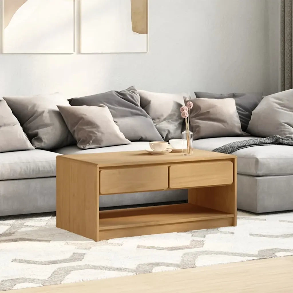 Tavolino salotto | Tavolino da caff¨¨ | Tavolino da Soggiorno SAUDA Rovere 99x55x45 cm Legno Massello Pino