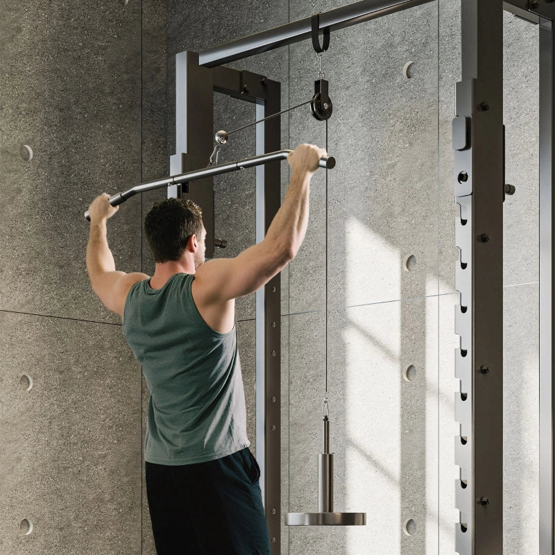 Lat machine per fitness, attrezzatura da palestra con sistema di pulegge a cavo per allenamento della forza delle braccia a casa