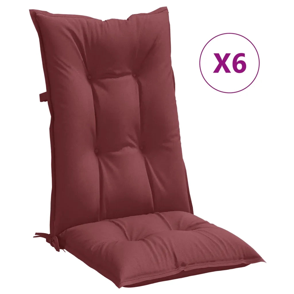 Cuscini Sedia Schiena Alta 2 Rosso Vino M¨¦lange 120x50x7 cm