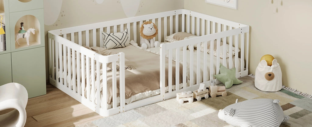 Letto in legno massello di pino 90x200 cm con sponda bianca