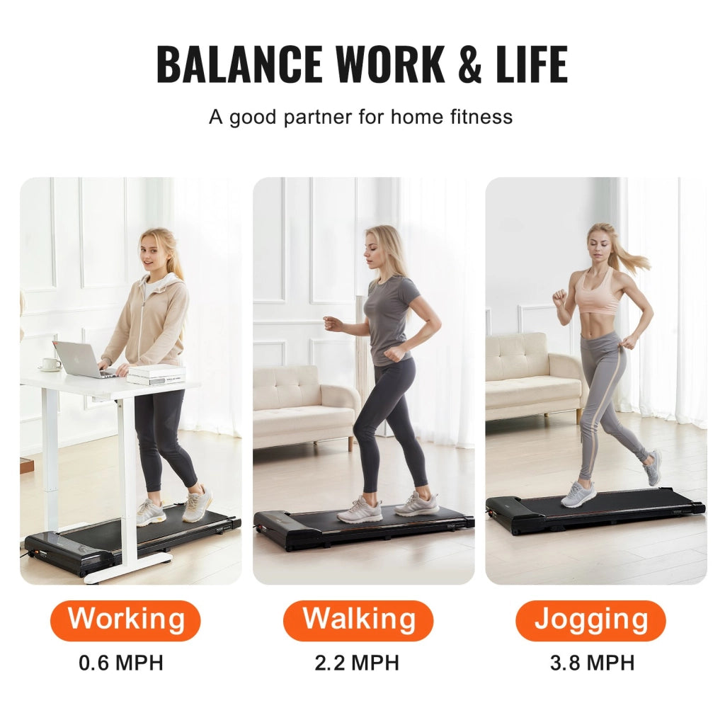 Tapis Roulant da Passeggio S7 Sottoscrivania 1-6 km/h Nero Opaco, Macchina per Camminare con Telecomando e Schermo LED per Casa e Ufficio