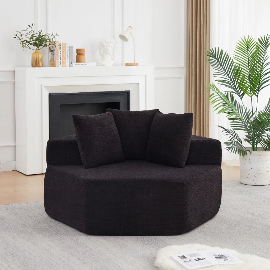 Poltrona lounge modulare esagonale in chenille nera