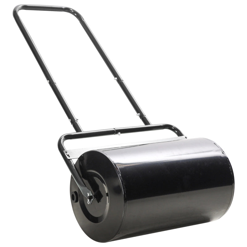 Rullo compattatore per prato in acciaio nero con manico a U, 38L, Ø32 cm