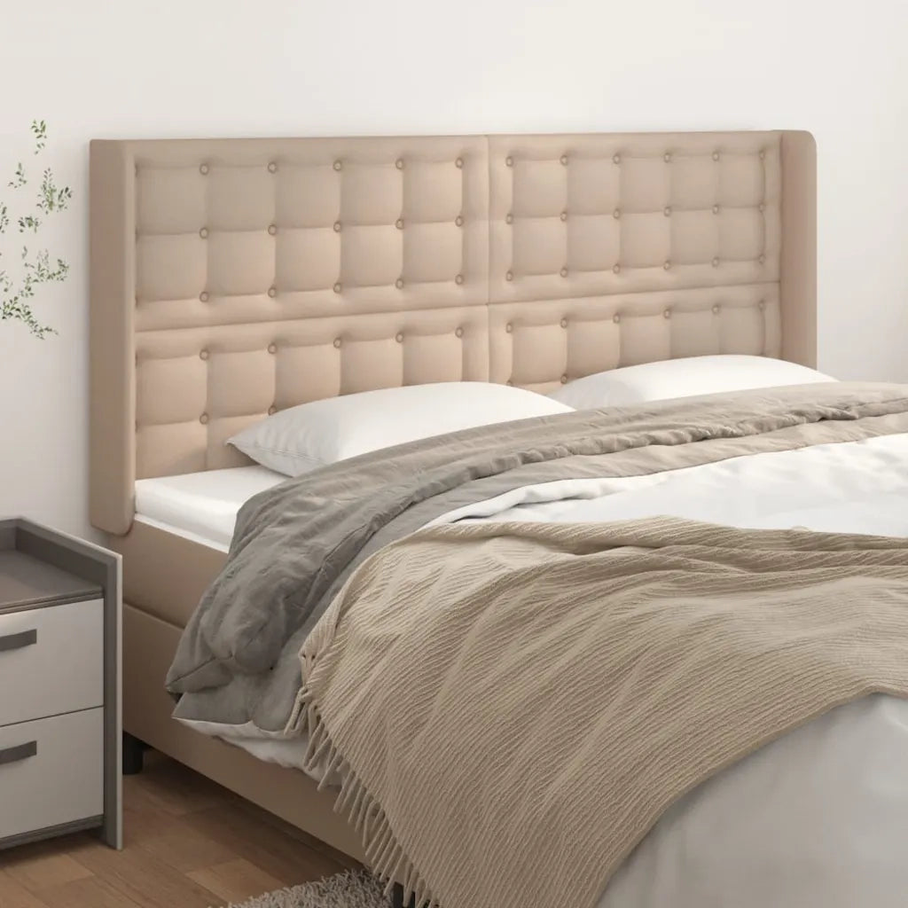 Testiera | Testata ad Orecchio Cappuccino 203x16x118/128 cm in Similpelle