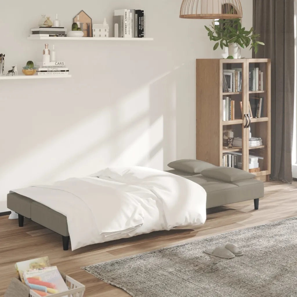 Divano Letto a 2 Posti con 2 Cuscini-Sofa Letto 2 Posti-Daybed Grigio Chiaro in Velluto 471802