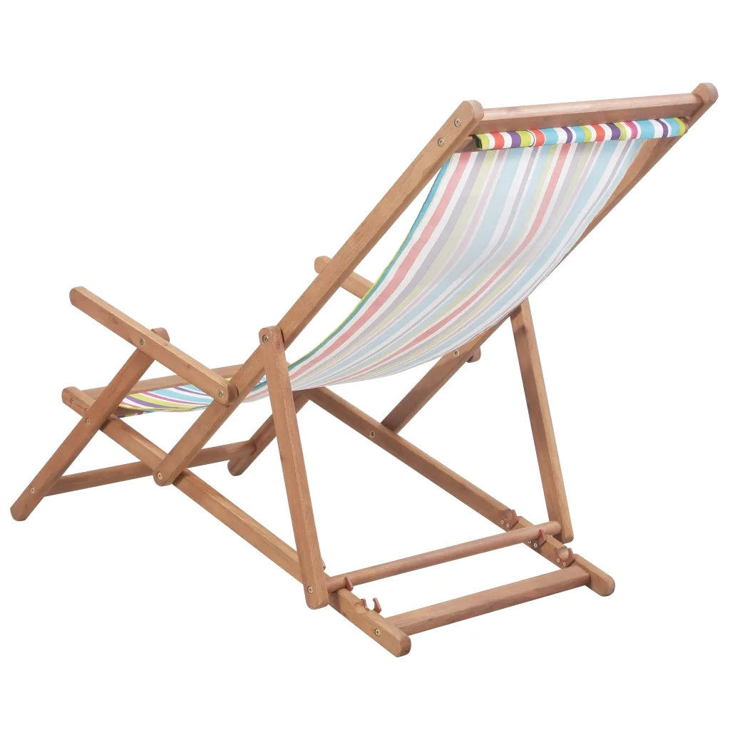 Sdraio da Spiaggia Pieghevole Telaio Legno Tessuto Multicolore 43998