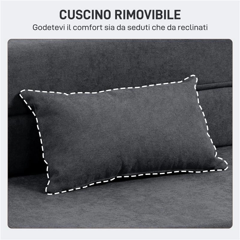 POLTRONA LETTO PIEGHEVOLE CONVERTIBILE IN CHAISE LONGUE E MATERASSO, 80X80X64 CM, GRIGIO SCURO