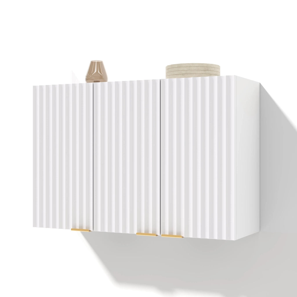Armadio pensile da cucina a 3 ante, mobile sospeso per ripostiglio soggiorno, bagno e lavanderia, 90 x 29 x 60 cm