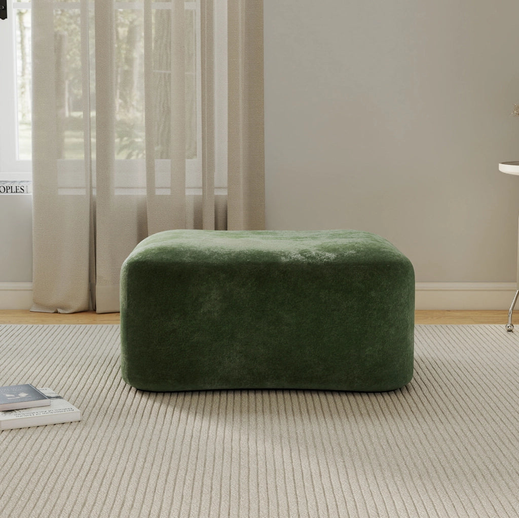 Divano modulare in velluto verde con pouf abbinabile