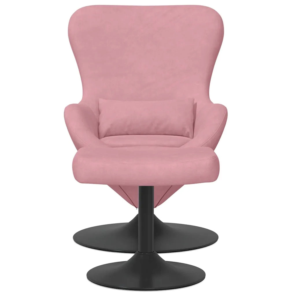 Poltrona | Sedia Egg con Pouf Rosa Velluto