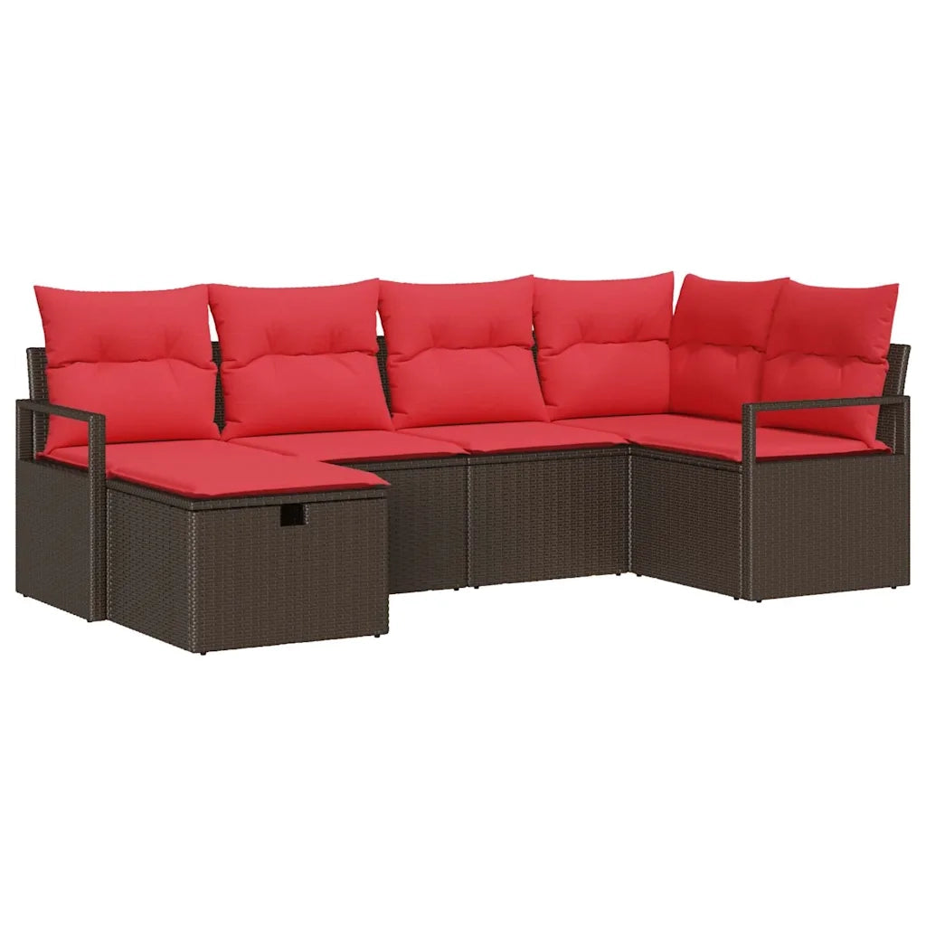 Set Divano da Giardino con cuscino 6 pcs Marrone polyrattan 3360515