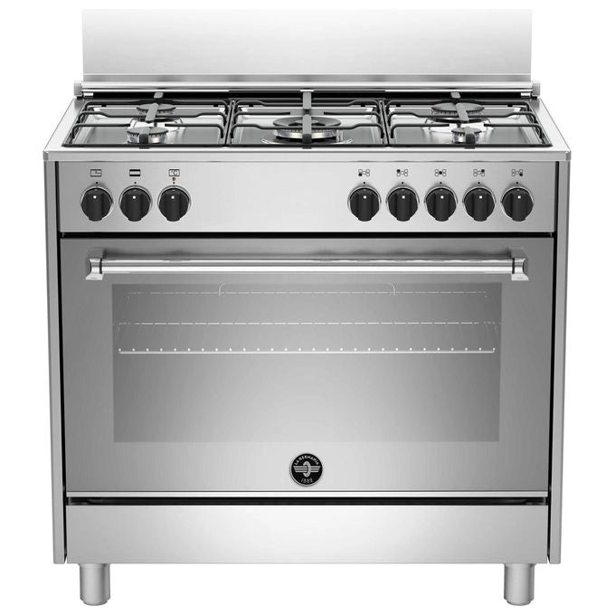 La Germania serie Americana AMN965EXV-24 Cucina libera installazione a Gas 90 cm 5 fuochi con Forno Elettrico Multifunzione 104 Litri Classe A Acciaio Inossidabile
