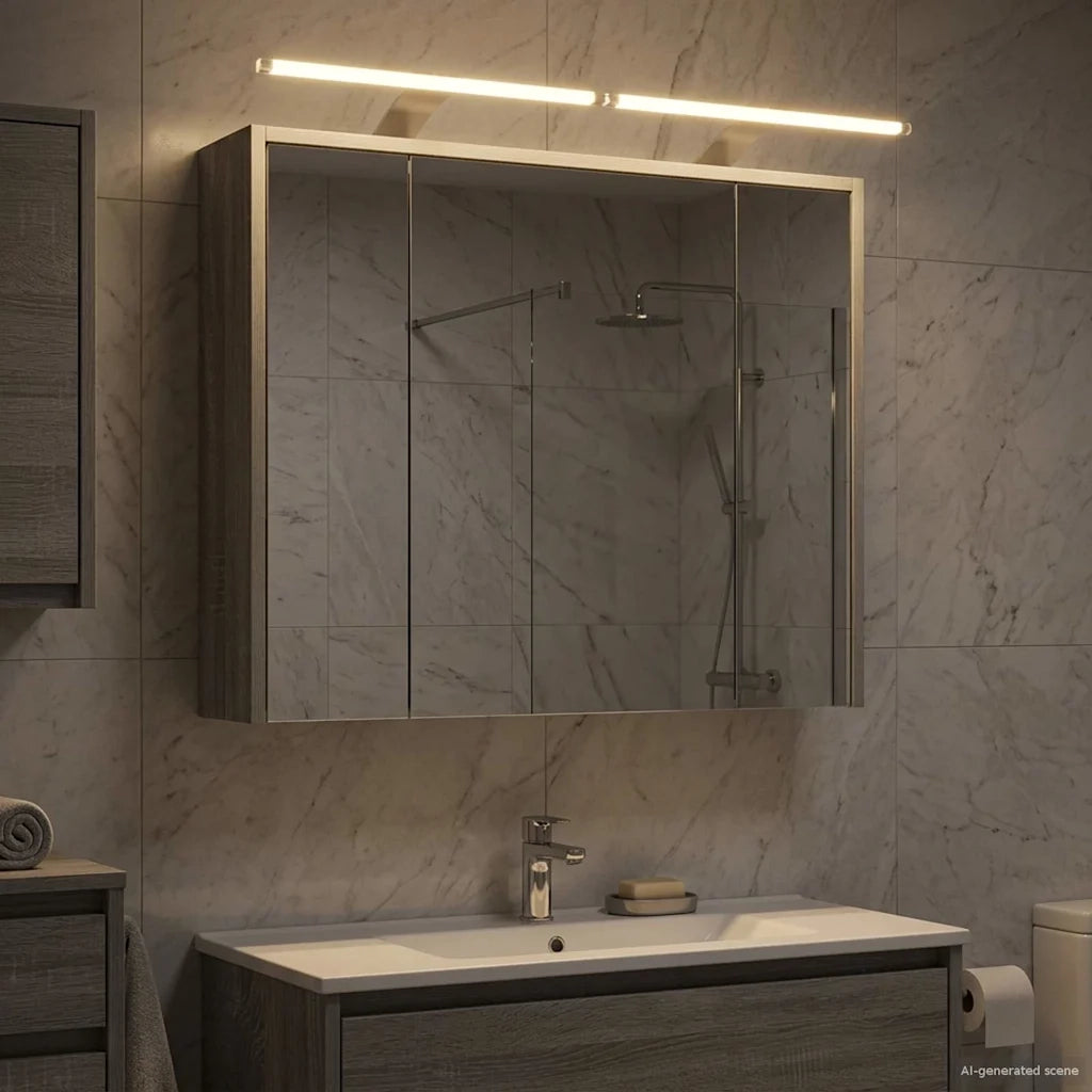 Mobiletto per specchio da Bagno | Armadio da bagno Grigio Sonoma