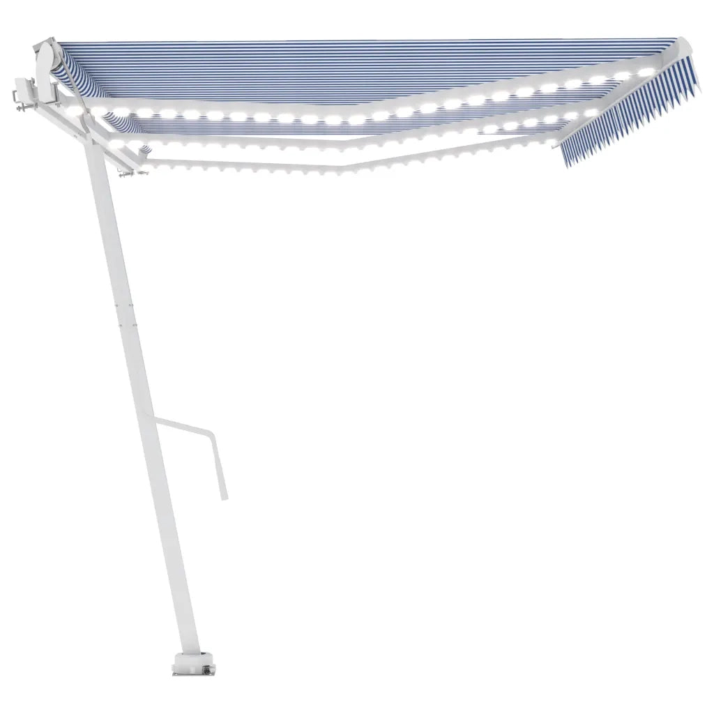 Tenda Automatica con Sensore Vento e LED 600x300 cm Blu Bianca 3069611