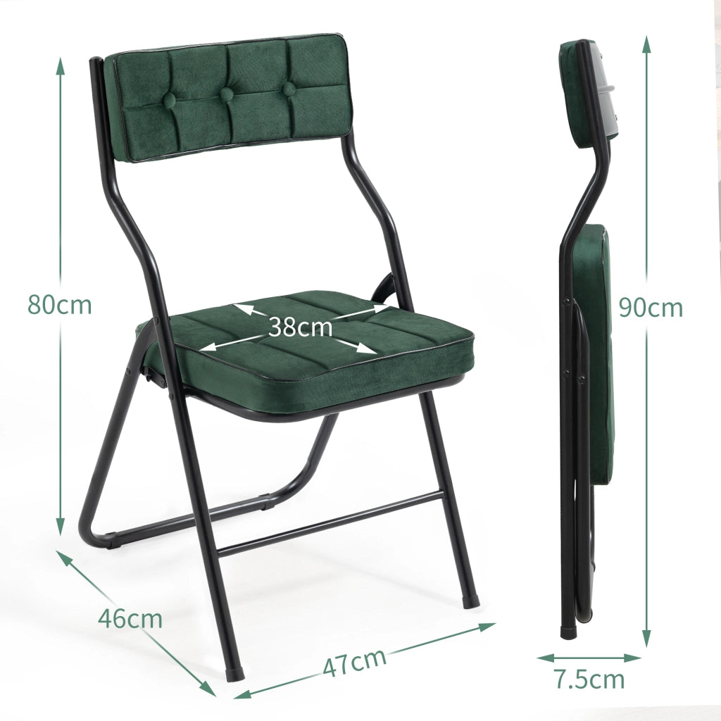 Sedie Pieghevoli con Cuscino Set 2 Pezzi ¨C Xylo ¨C Verde, Seduta Imbottita
